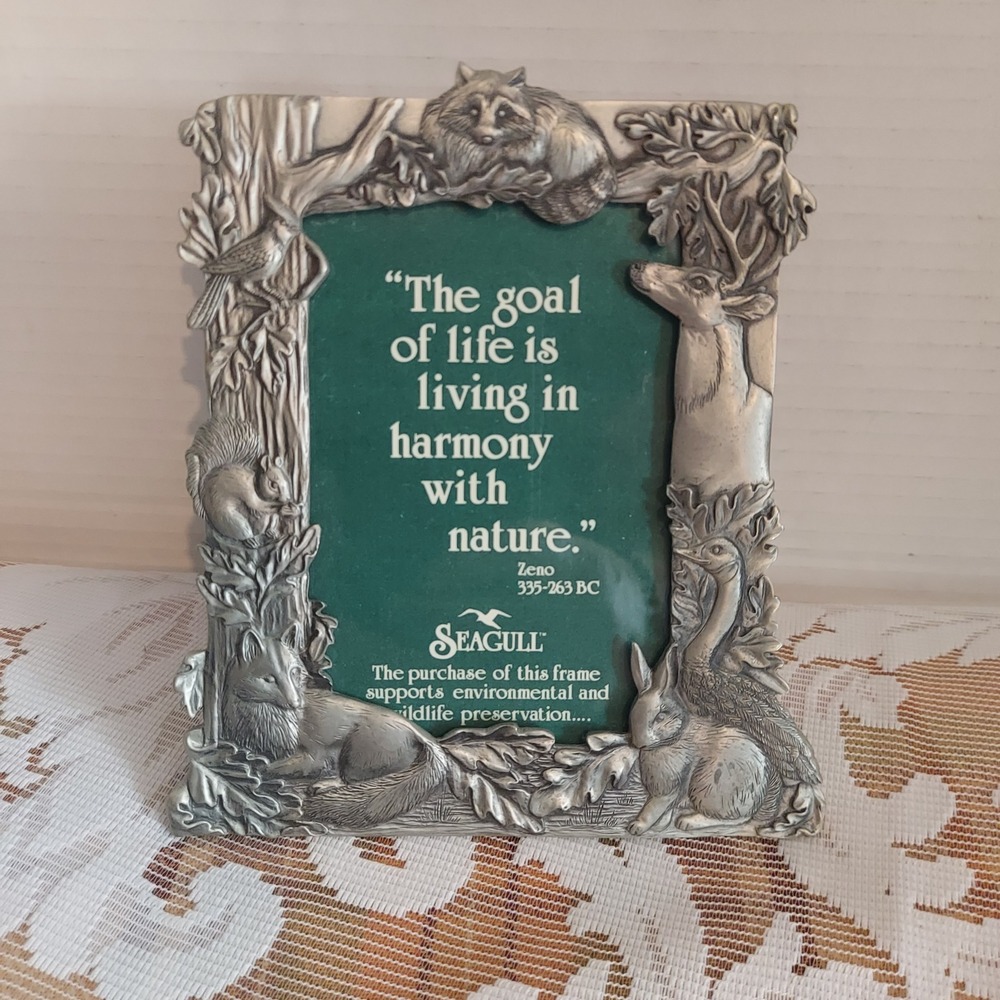 Seagull Pewter Wildlife Nature Picture Frame Woodland Animals Raccoon Deer Fox